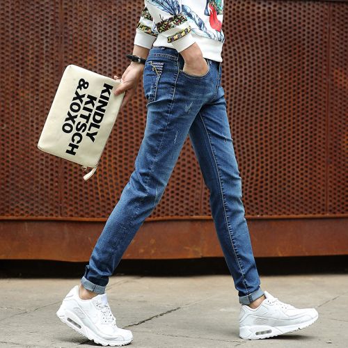 Jeans pour adolescent pieds Slim en coton automne - Ref 1462676