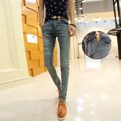 Jeans pour jeunesse pieds Slim en coton Quatre saisons - Ref 1462692