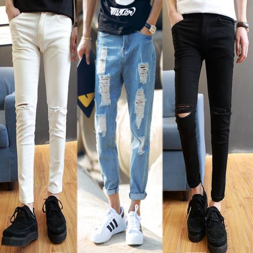 Jeans pour jeunesse pieds Slim en coton été - Ref 1462700