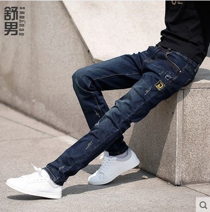 Jeans pour adolescent pieds Slim en coton Quatre saisons - Ref 1462718