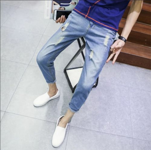 Jeans pour adolescent coupe droite en coton été - Ref 1462723