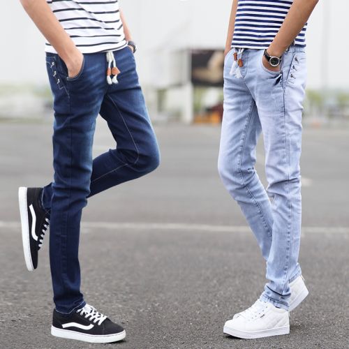 Jeans pour adolescent pieds Slim en coton automne - Ref 1462748