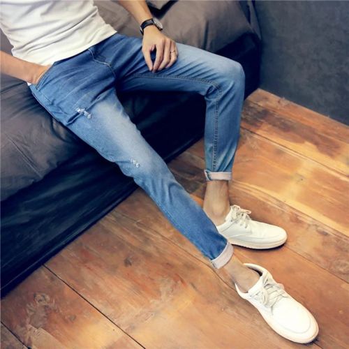 Jeans pour adolescent pieds Slim en coton été - Ref 1462770