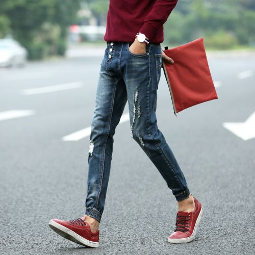 Jeans pour adolescent pieds Slim en coton Quatre saisons - Ref 1462776