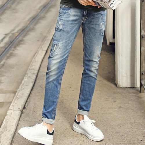 Jeans pour jeunesse coupe droite en coton été - Ref 1462783