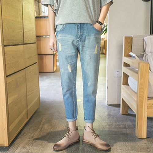 Jeans pour jeunesse pieds Slim en coton printemps - Ref 1462851