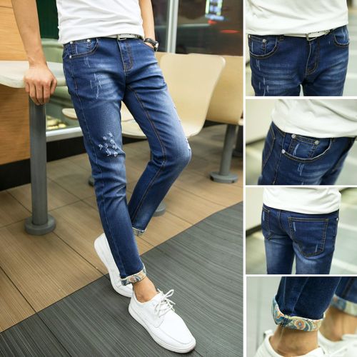 Jeans pour adolescent pieds Slim JEANS en coton été - Ref 1462858