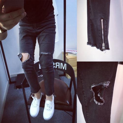 Jeans pour jeunesse pieds Slim en coton Quatre saisons - Ref 1462862