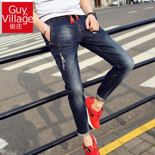 Jeans pour adolescent pieds Slim GUYVILLAGE en coton été - Ref 1462899
