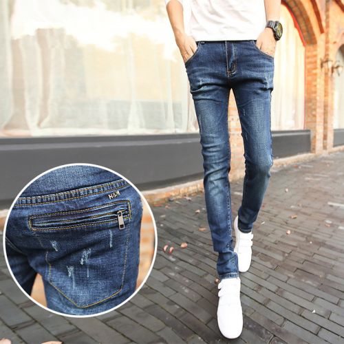 Jeans pour adolescent pieds Slim en coton printemps - Ref 1462917