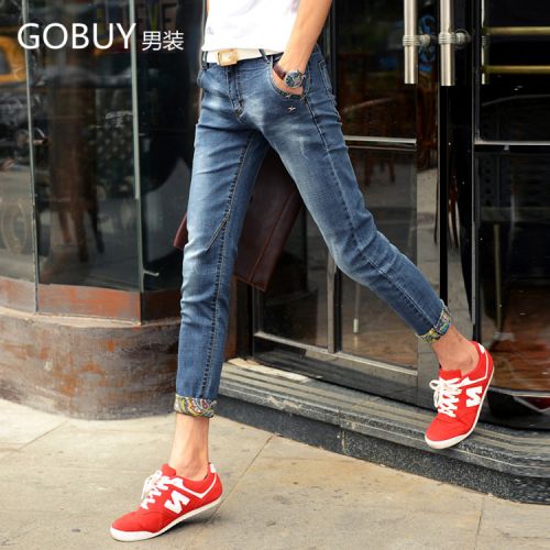 Jeans pour adolescent pieds Slim en coton été - Ref 1462983