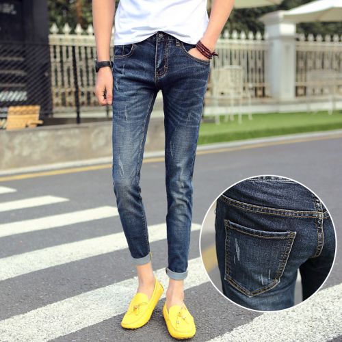 Jeans pour jeunesse pieds Slim en coton été - Ref 1462985