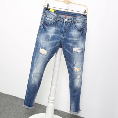 Jeans pour jeunesse pieds Slim en coton été - Ref 1462986