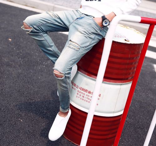 Jeans pour jeunesse pieds Slim en coton Quatre saisons - Ref 1462991