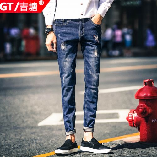 Jeans pour adolescent pieds Slim GTANG en coton automne - Ref 1463023