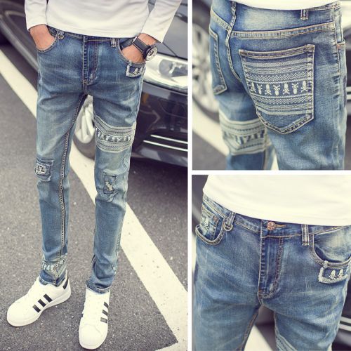 Jeans pour adolescent pieds Slim A6A7 en coton automne - Ref 1463037