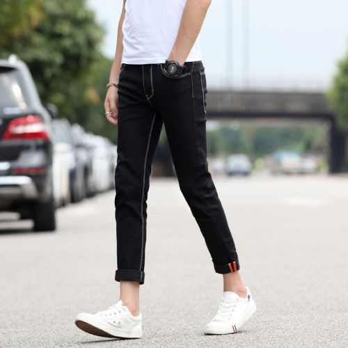 Jeans pour adolescent pieds Slim de coton, fibres polyester automne - Ref 1463058