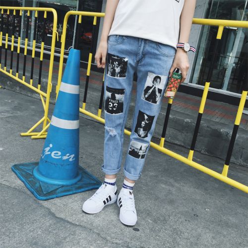 Jeans pour adolescent pieds Slim en coton été - Ref 1463070