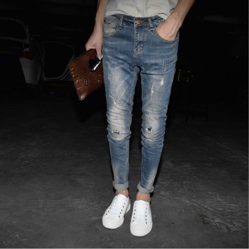 Jeans pour jeunesse pieds Slim en coton Quatre saisons - Ref 1463077
