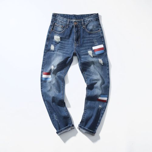 Jeans pour jeunesse pieds Slim en coton Quatre saisons - Ref 1463097