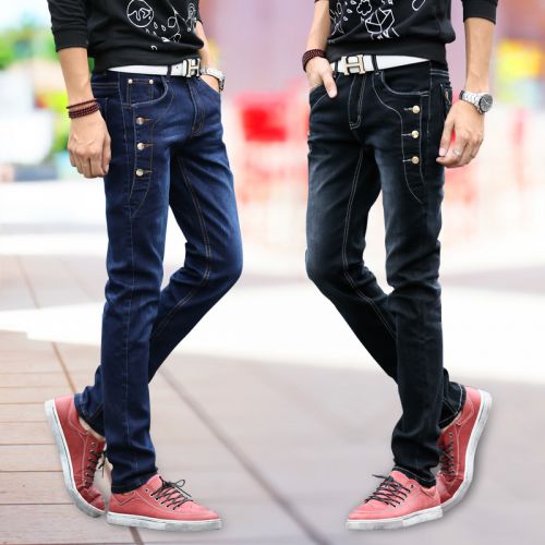 Jeans pour adolescent pieds Slim en coton Quatre saisons - Ref 1463110