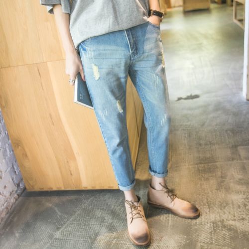 Jeans pour adolescent pieds Slim en coton Quatre saisons - Ref 1463162
