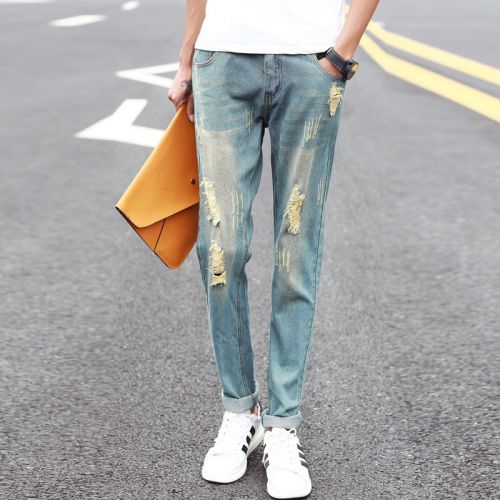 Jeans pour jeunesse pieds Slim en coton printemps - Ref 1463182