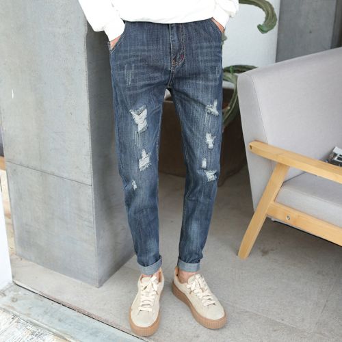 Jeans pour adolescent pieds Slim en coton automne - Ref 1463194