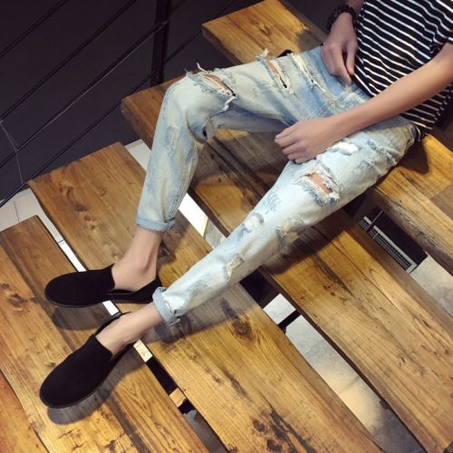Jeans pour adolescent pieds Slim en coton été - Ref 1463195