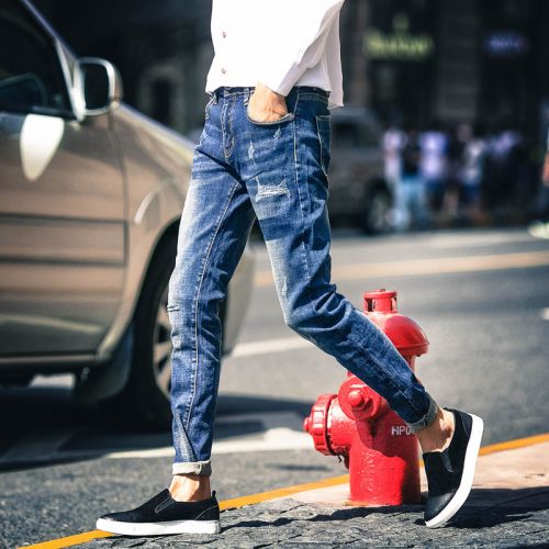 Jeans pour jeunesse pieds Slim en coton automne - Ref 1463230