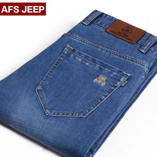 Jeans pour jeunesse coupe droite AFS JEEP de coton, fibres polyester été - Ref 1463260