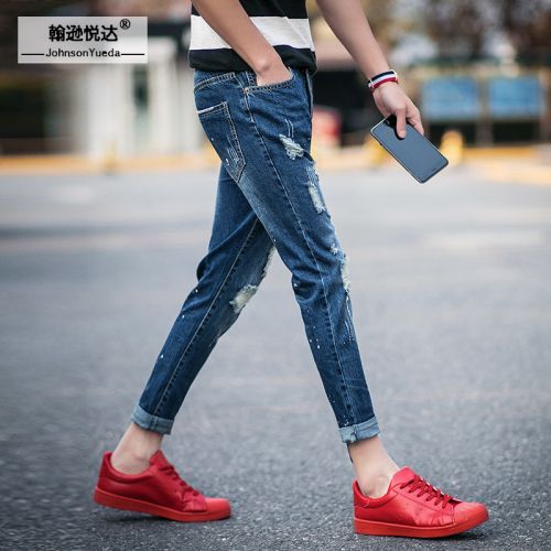 Jeans pour adolescent pieds Slim JOHNSON YUEDA en coton été - Ref 1463283