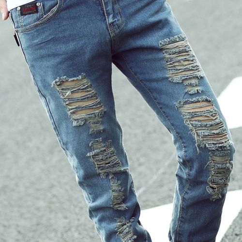 Jeans pour adolescent pieds Slim JOHNSON YUEDA en coton été - Ref 1463314