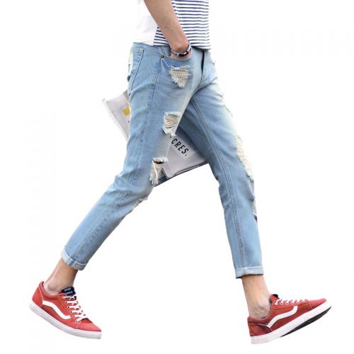 Jeans pour adolescent pieds Slim GUKYY en coton été - Ref 1463322