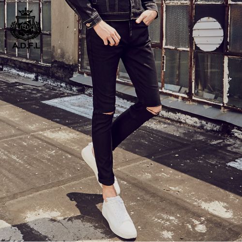 Jeans pour jeunesse pieds Slim en coton automne - Ref 1463399