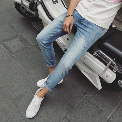 Jeans pour jeunesse pieds Slim en coton été - Ref 1463400
