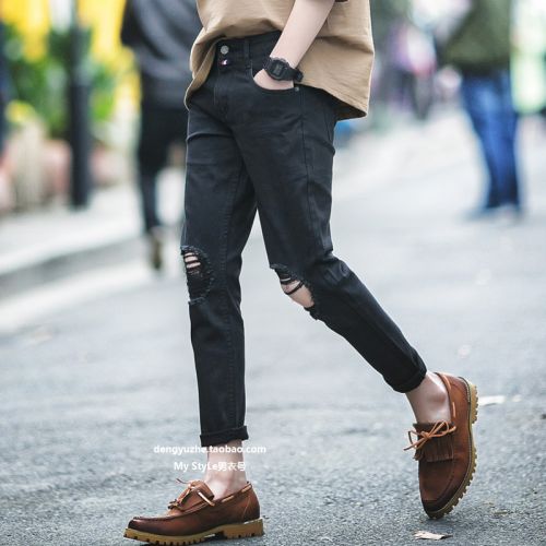 Jeans pour adolescent pieds Slim en coton automne - Ref 1463417