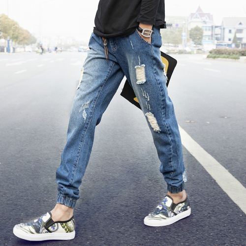 Jeans pour jeunesse pieds Slim en coton automne - Ref 1463434