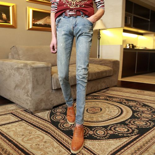 Jeans pour jeunesse pieds Slim HNJIAOUS en coton printemps - Ref 1463436