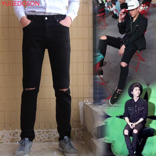 Jeans pour adolescent pieds Slim YUGEDOSON en coton Quatre saisons - Ref 1463476