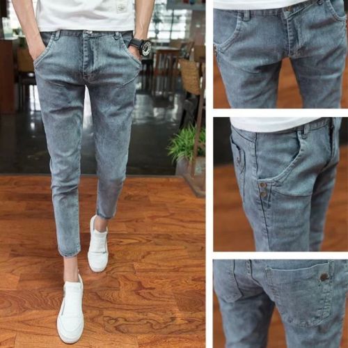 Jeans pour adolescent pieds Slim en coton été - Ref 1463485
