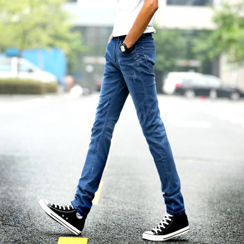 Jeans pour adolescent pieds Slim en coton automne - Ref 1463496