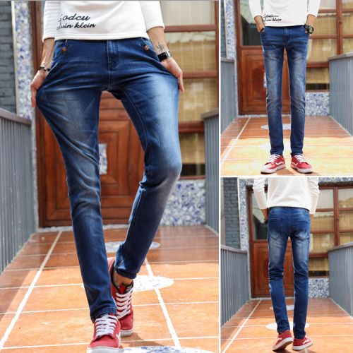 Jeans pour adolescent pieds Slim en coton automne - Ref 1463498