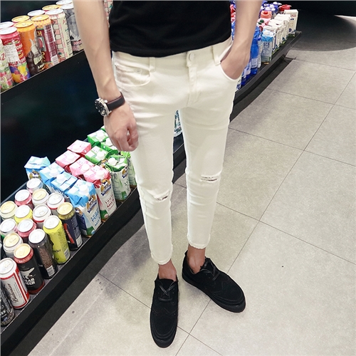 Jeans pour jeunesse pieds Slim en coton été - Ref 1463559
