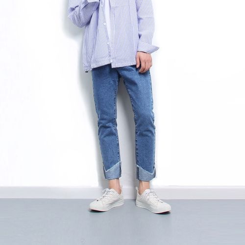Jeans pour adolescent pieds Slim en coton Quatre saisons - Ref 1463571