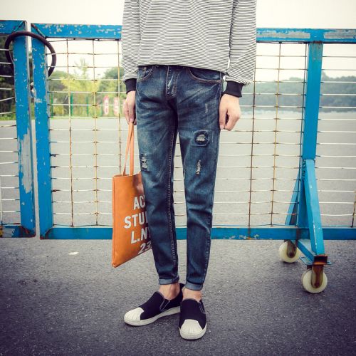 Jeans pour adolescent pieds Slim en coton printemps - Ref 1463606