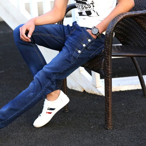 Jeans pour adolescent pieds Slim en coton automne - Ref 1463607