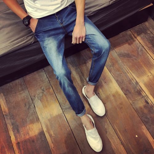 Jeans pour adolescent pieds Slim en coton été - Ref 1463629