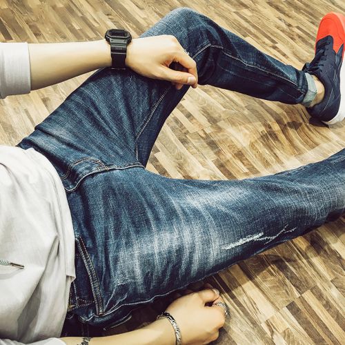 Jeans pour jeunesse pieds Slim en coton automne - Ref 1463647