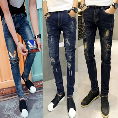 Jeans pour jeunesse pieds Slim en coton Quatre saisons - Ref 1463666